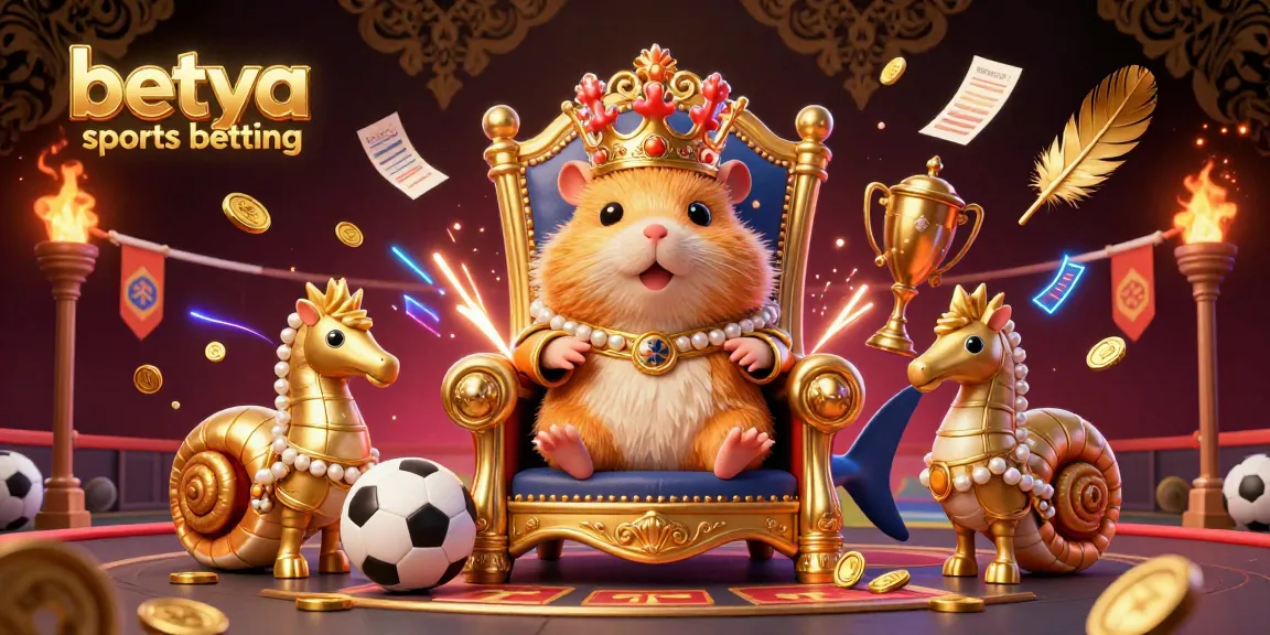 Engage with betya sports betting featuring a fierce hamster king in a lavish sports-themed scene.
