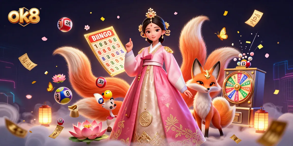 ok8 celebrates winning moments with vibrant casino elements and enchanting characters.