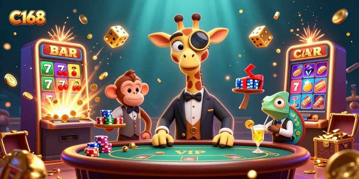 C168 invites players to experience vibrant casino thrills with high-roller giraffe and exciting gaming elements