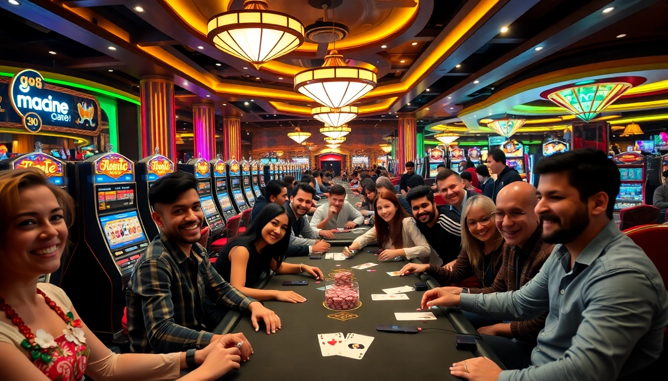 Players immerse in the excitement of casino gaming at a lavish go8-themed venue.