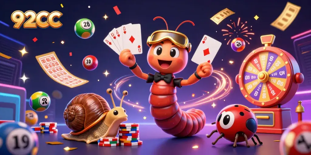 Bet on the thrilling wins at 92CC with our energetic casino scene full of vibrant elements.
