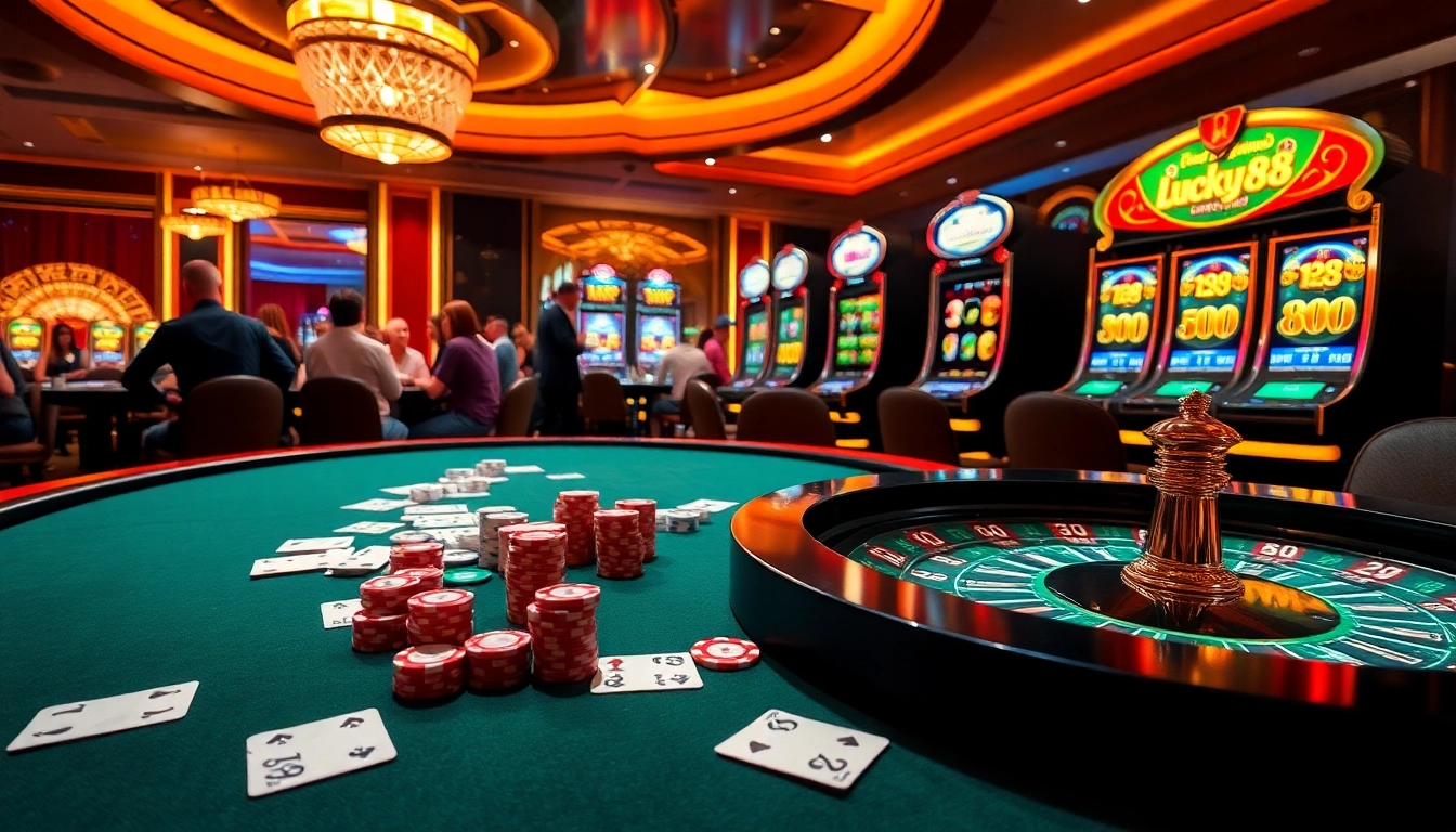 Experience thrilling gameplay at lucky88 with vibrant casino elements and poker chips.