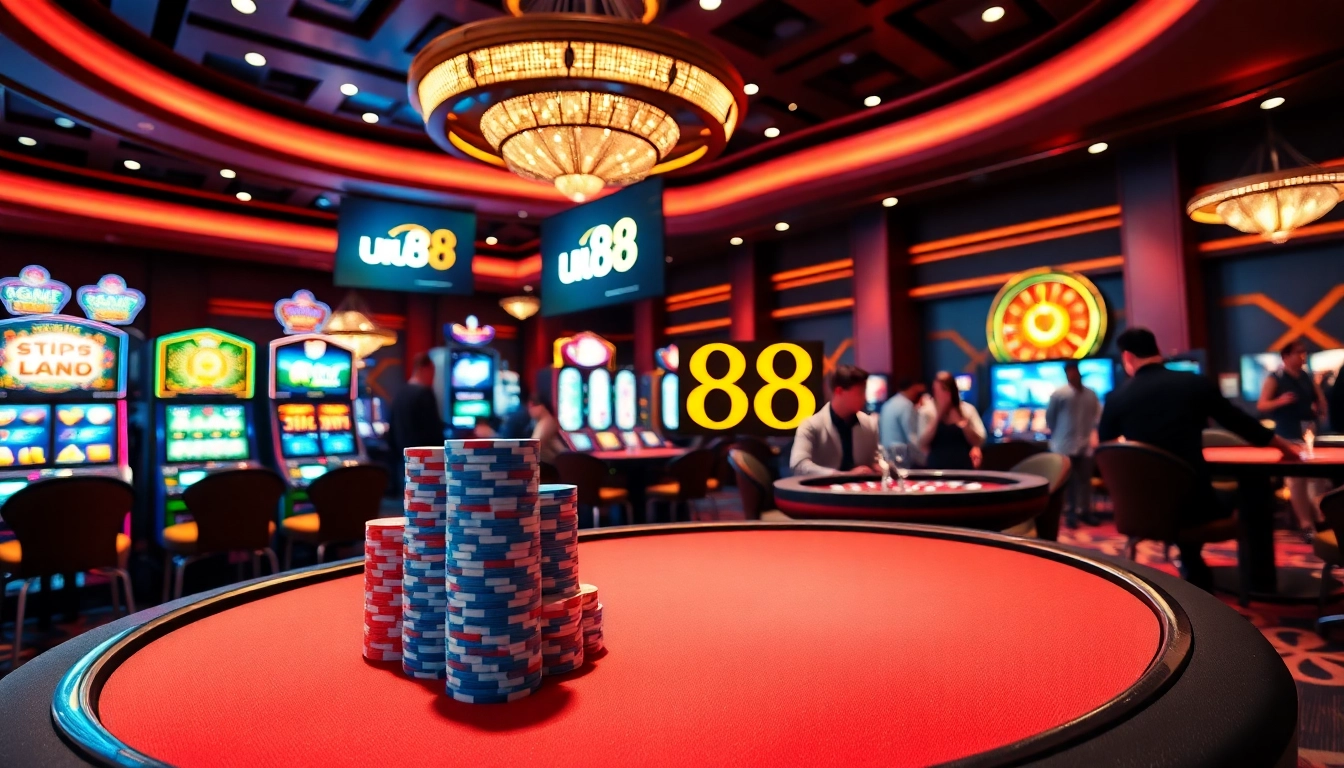 Engage in thrilling gameplay at uu88 with vibrant slot machines and strategic poker tables.
