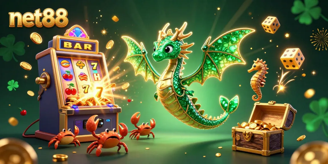 Play exciting casino games at net88 with vibrant sea dragons and a jackpot explosion scene.