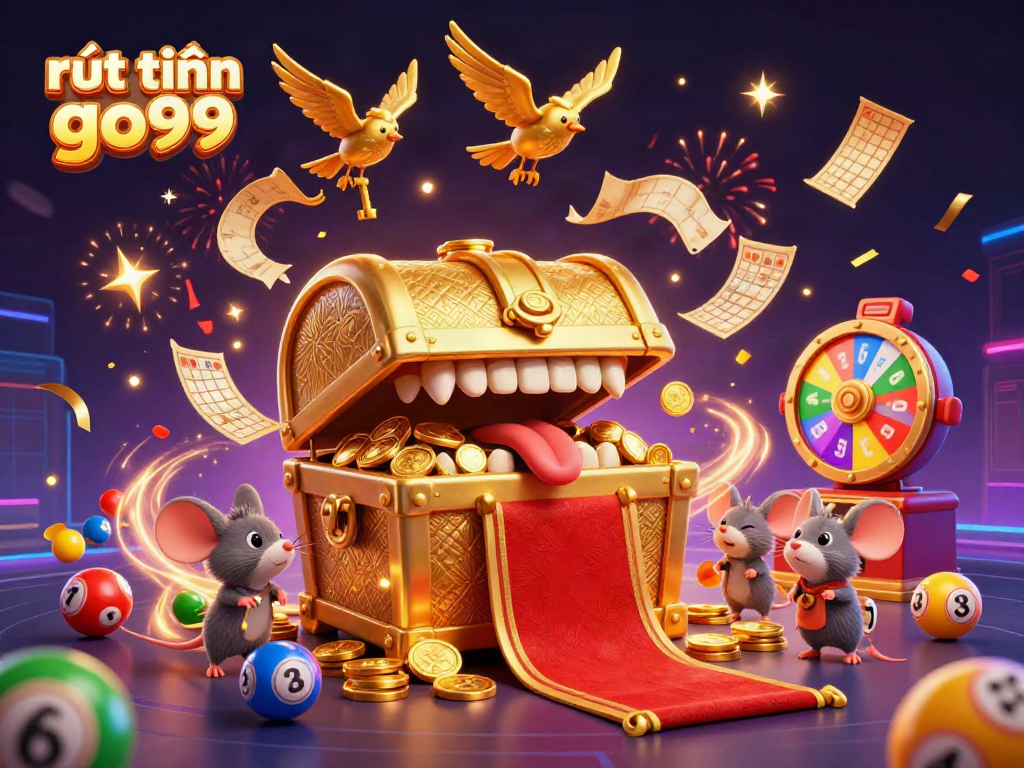 Experience the thrill of rút tiền go99 as colorful lottery elements fill the scene with vibrant energy.