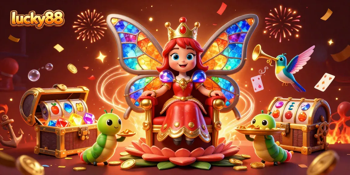 Engage in the vibrant world of lucky88 with a dynamic 3D casino scene featuring colorful characters and rich game elements.