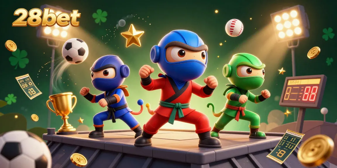 Experience the thrill of 28bet with cartoon chameleons showcasing sports betting excitement.