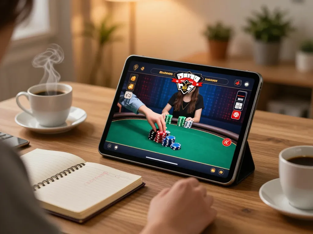 Engaged user playing on 688v online casino app, showcasing poker interface and strategic gameplay.