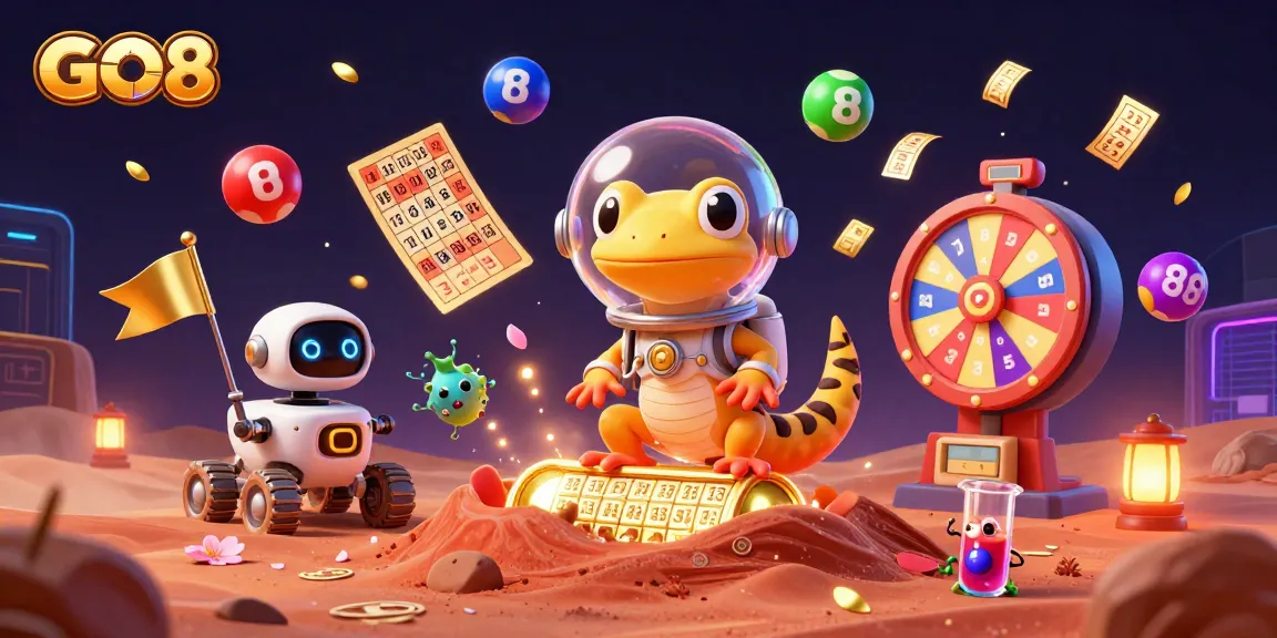 Engage with the thrilling GO8 casino adventure featuring lottery elements in a vibrant scene.
