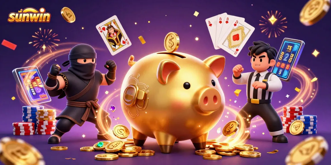 Experience the excitement with sunwin's thrilling casino scene featuring dynamic characters and sparkling elements.