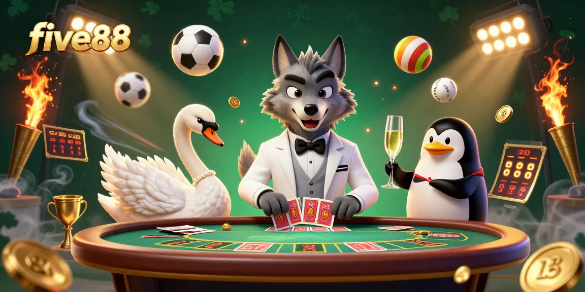 Experience thrilling gameplay with five88 at a vibrant baccarat table featuring cartoon characters in action.