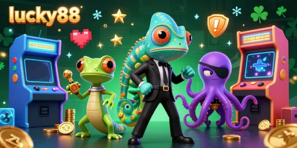 Experience lucky88 with vibrant gaming action, featuring casino elements and colorful characters in a dynamic 3D scene.