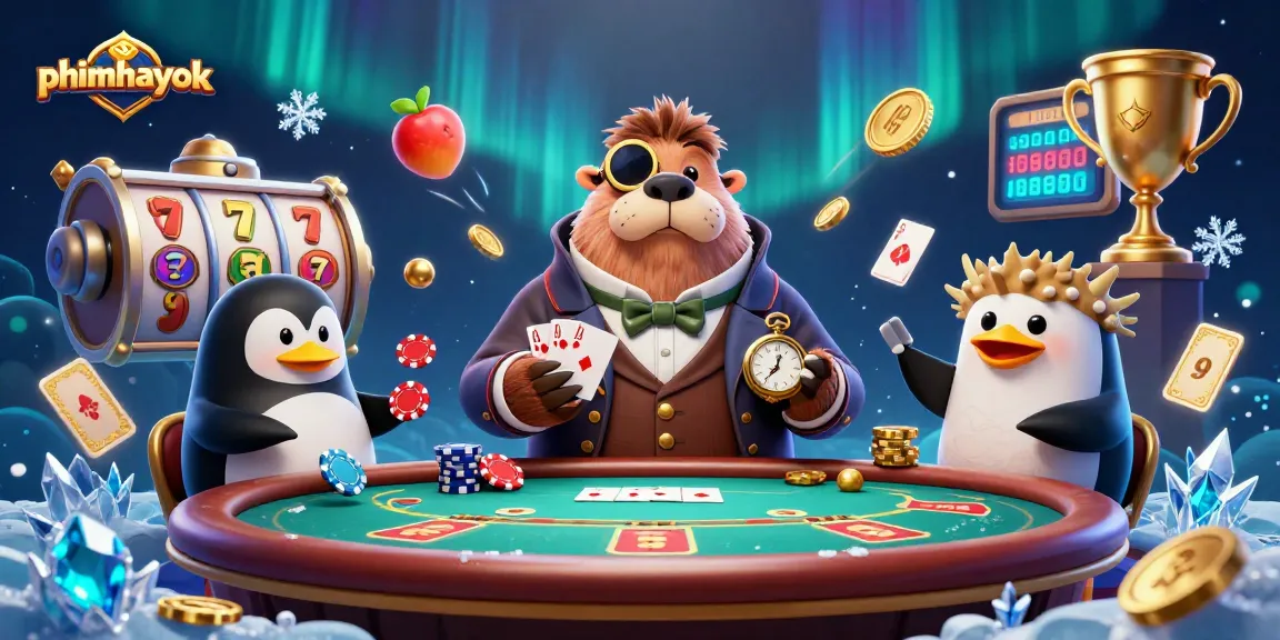 Experience thrilling poker action at phimhayok with a jolly walrus and friends in an underwater casino.